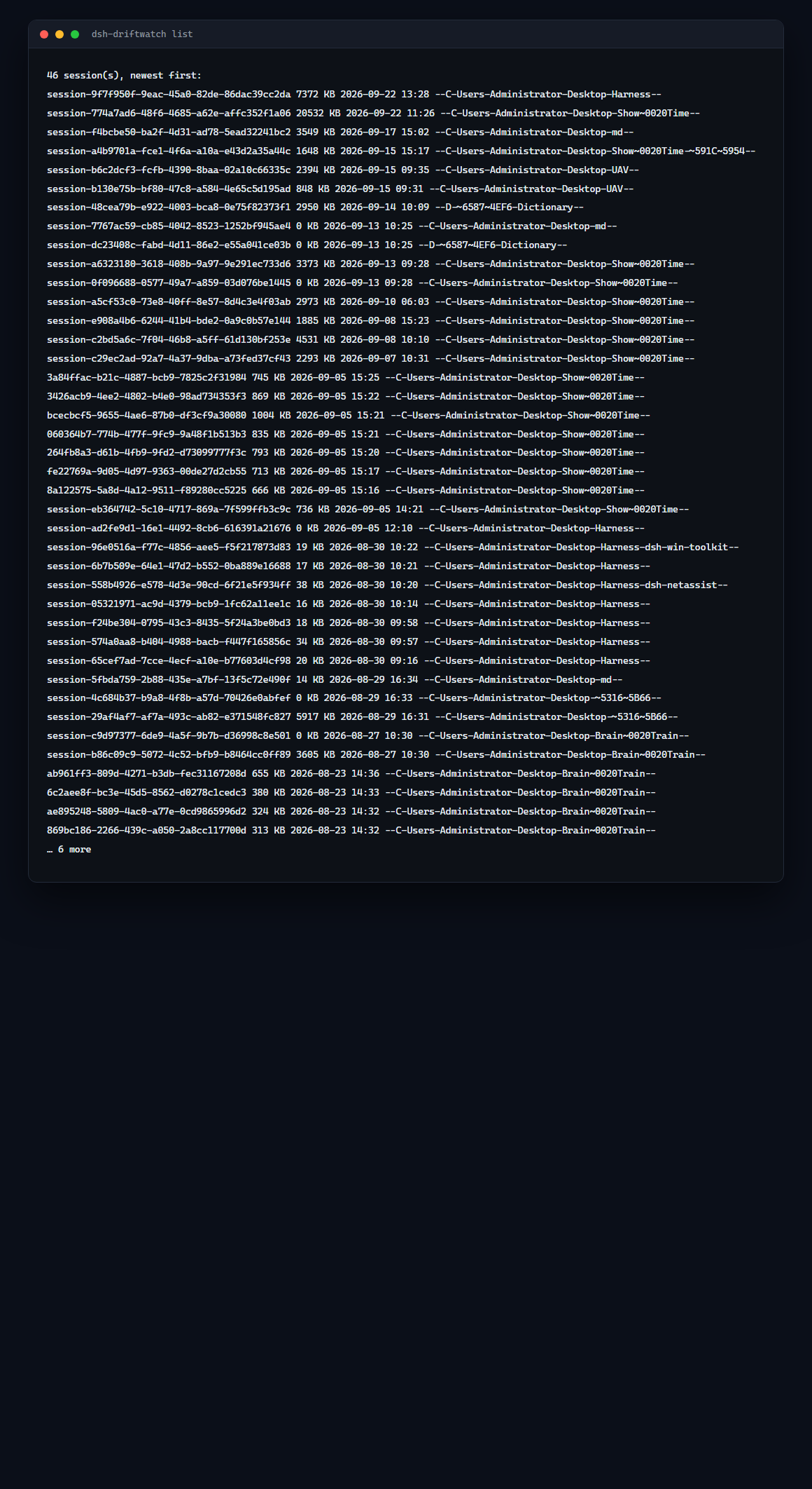 session list