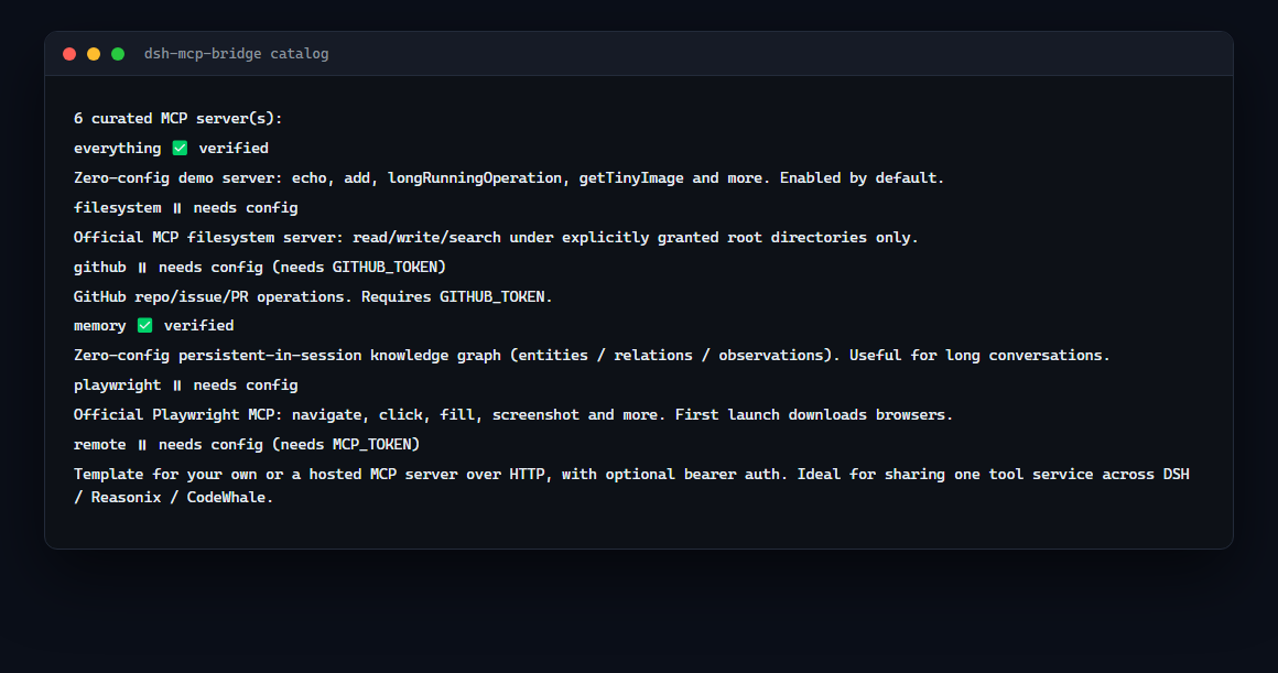 dsh-mcp-bridge list