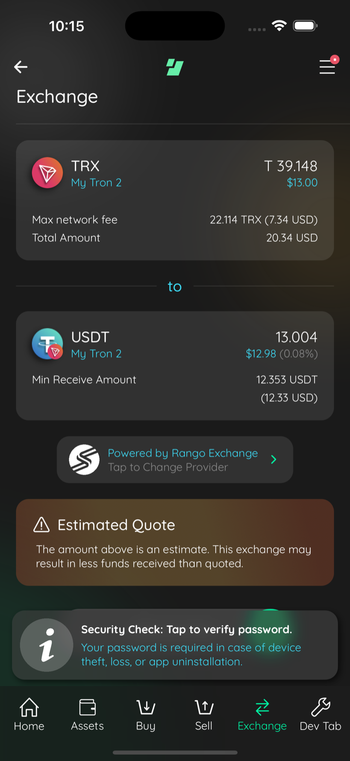 rango trx usdt quote