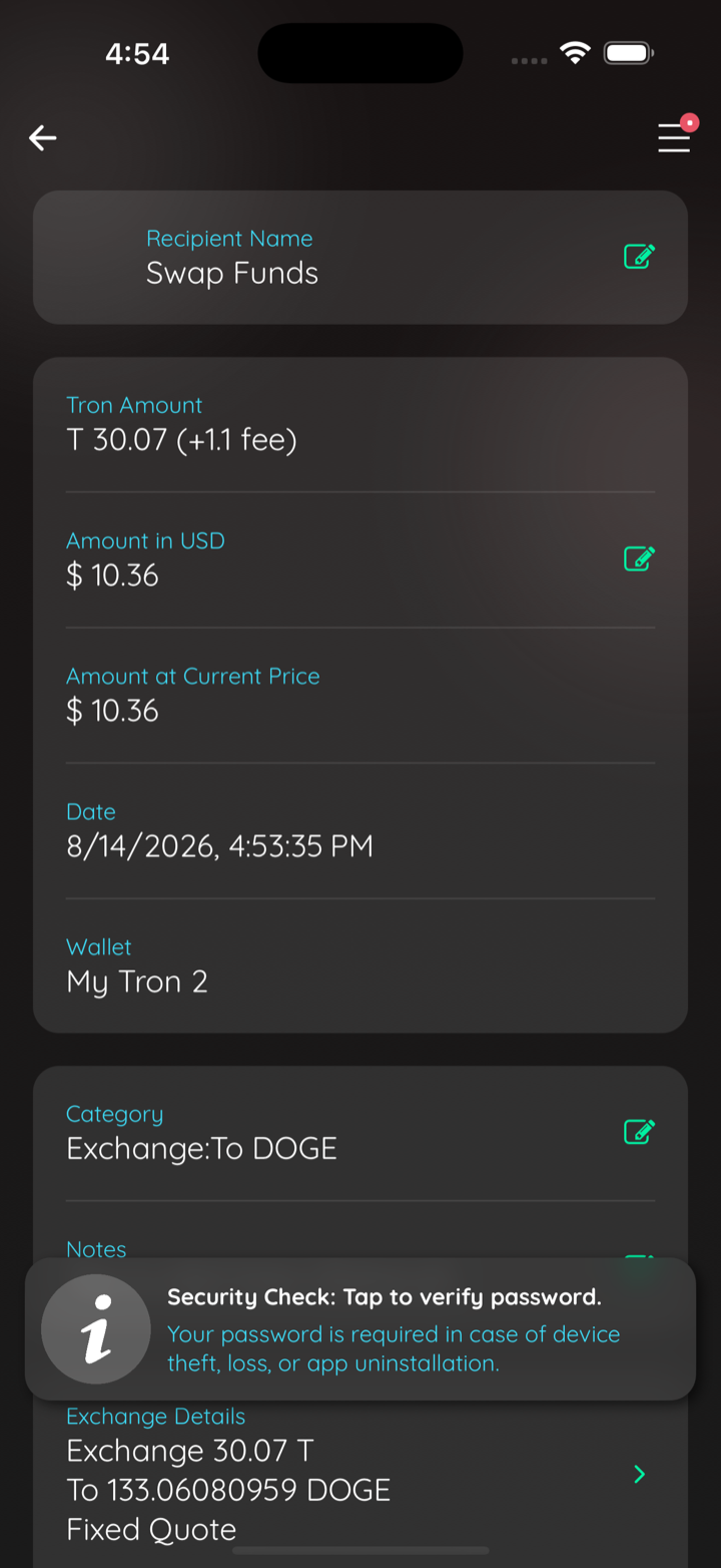 stealthex tx details
