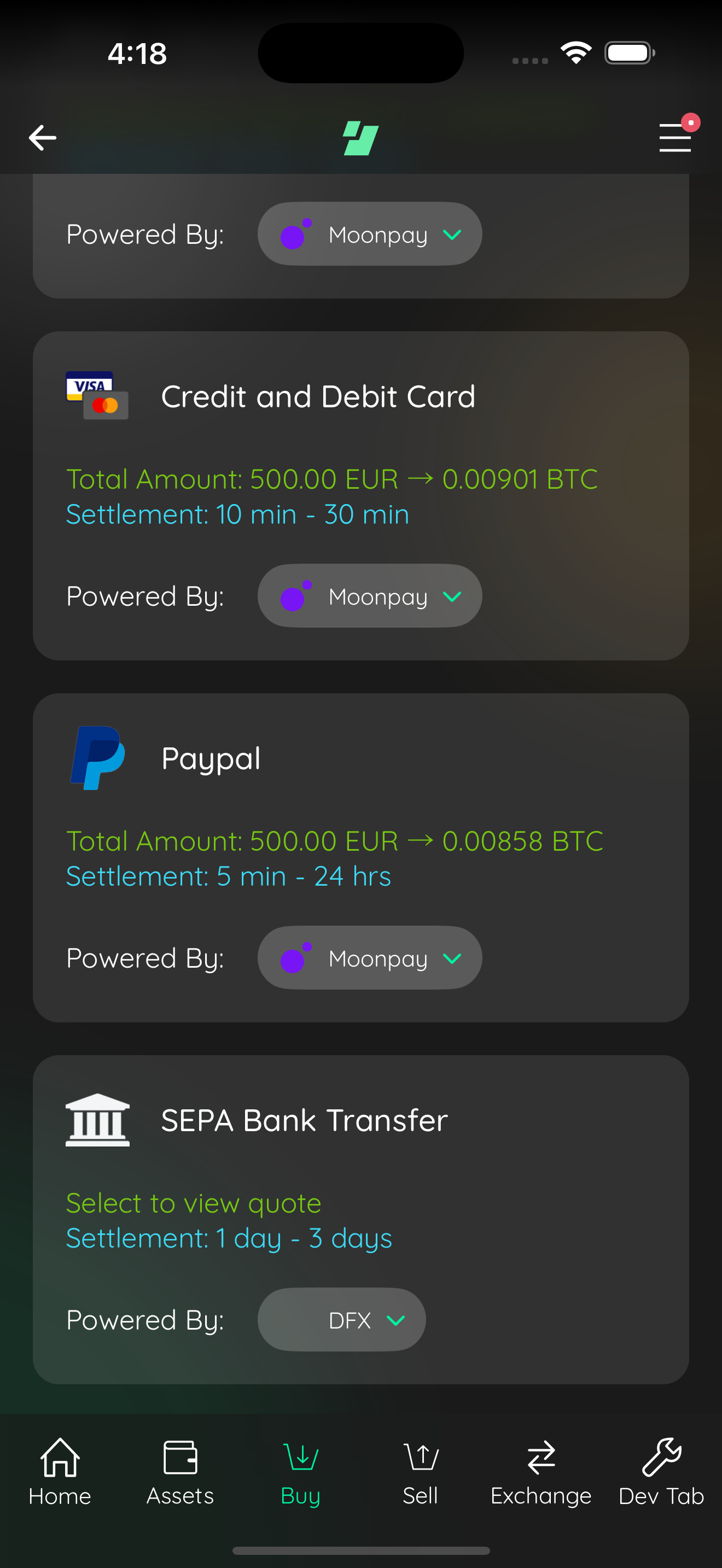 agent proof 1216018838183206 02 dfx sepa provider listed