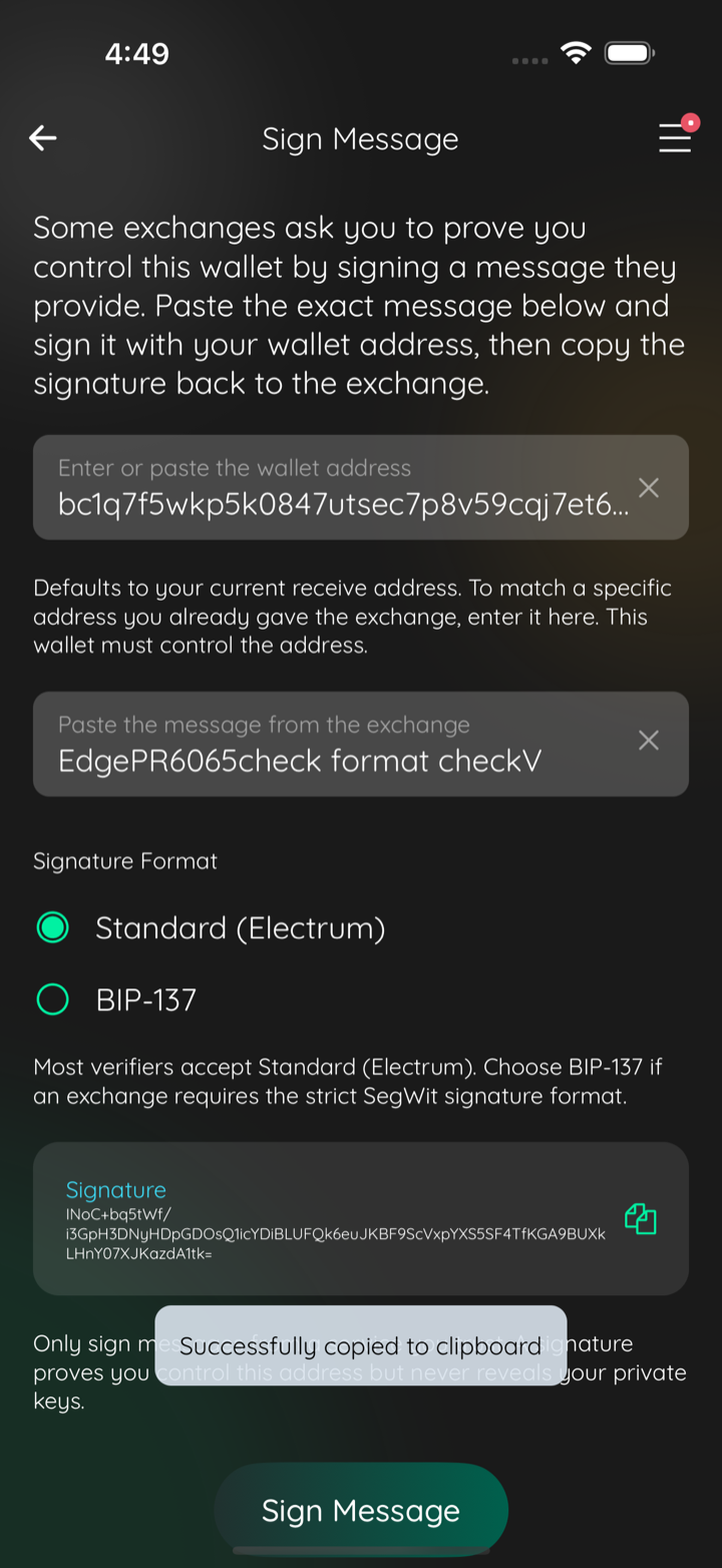 standard electrum signature