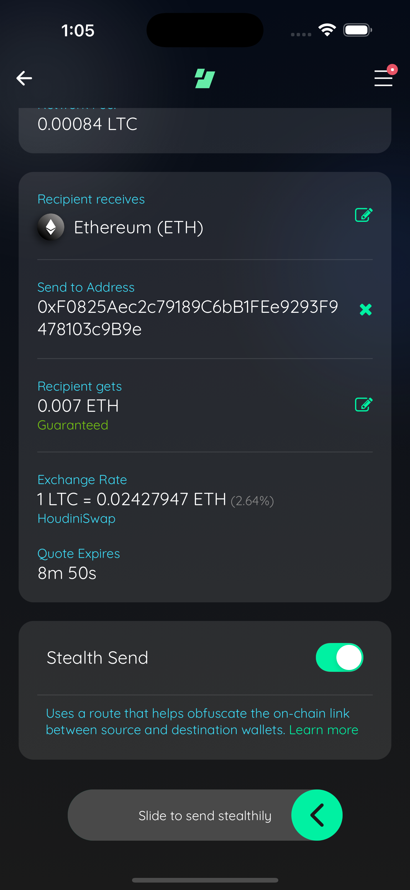 qr stealth live quote