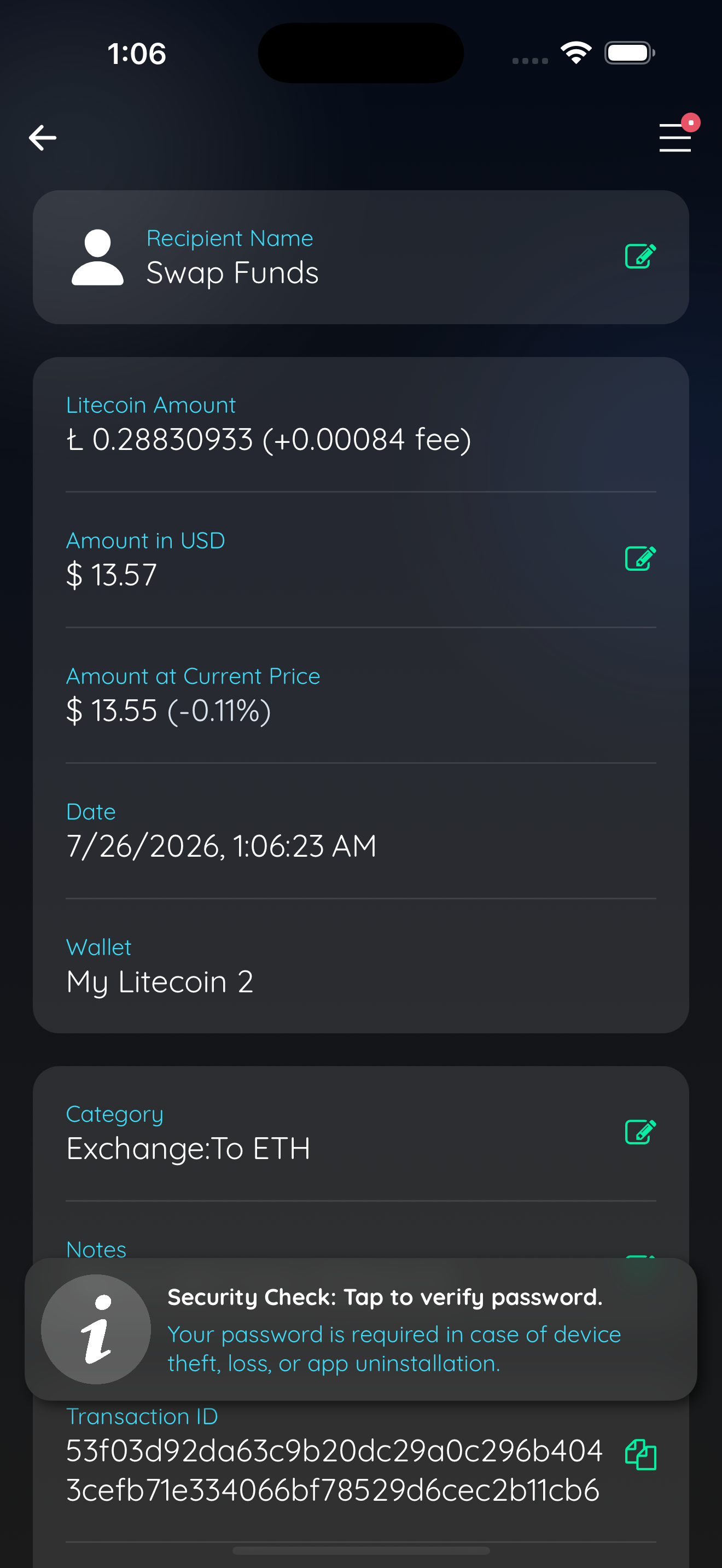 qr stealth txdetails
