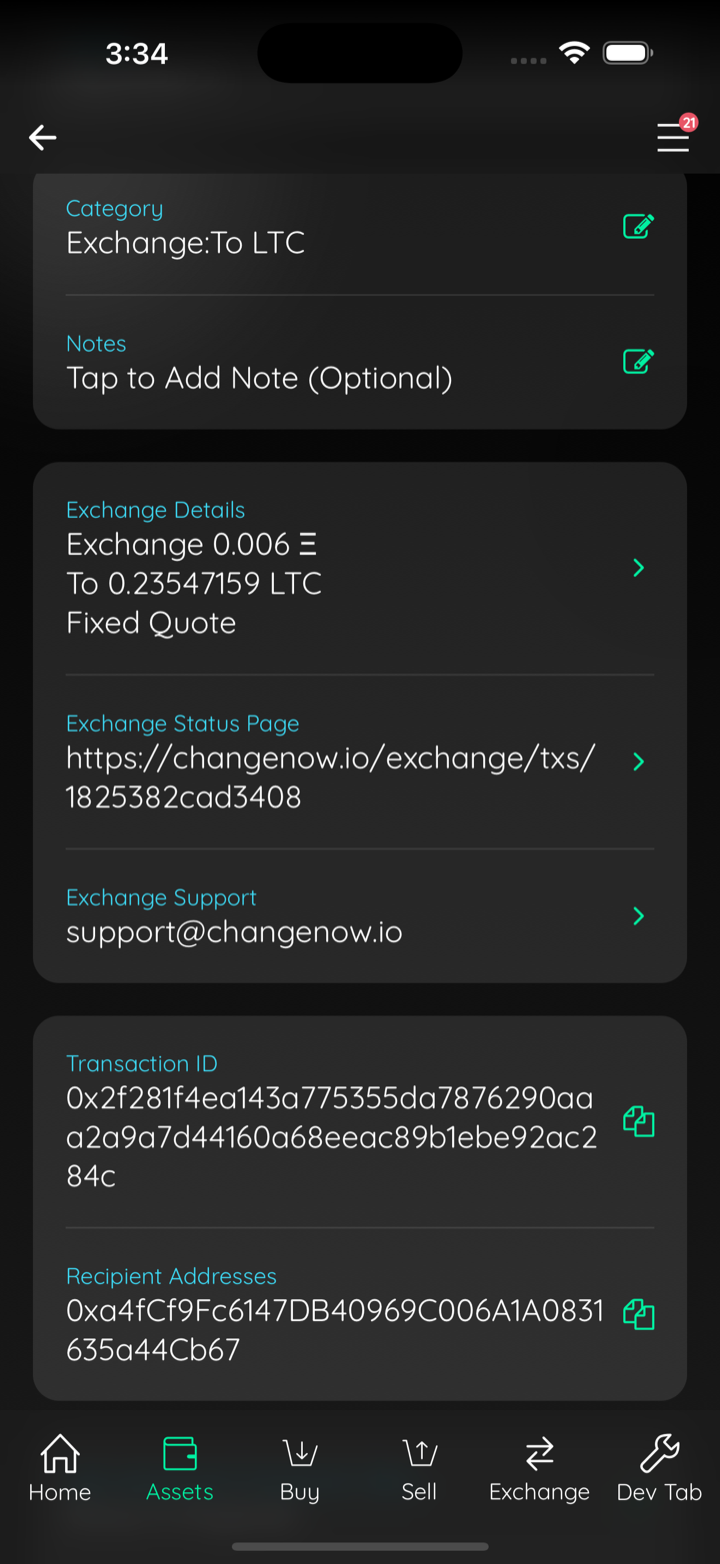 ordinary swap recipient addresses