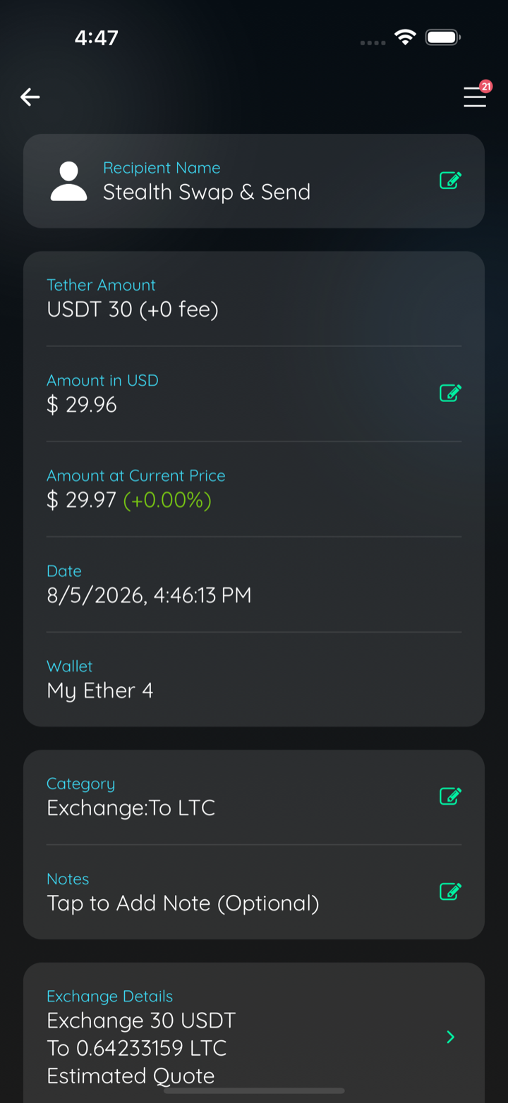 token stealth tx identity