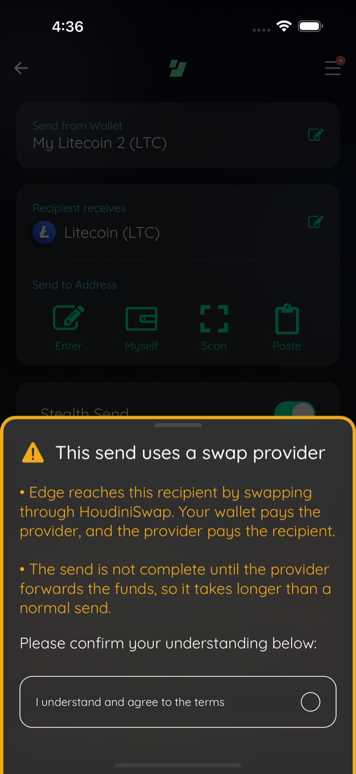 swap send modal