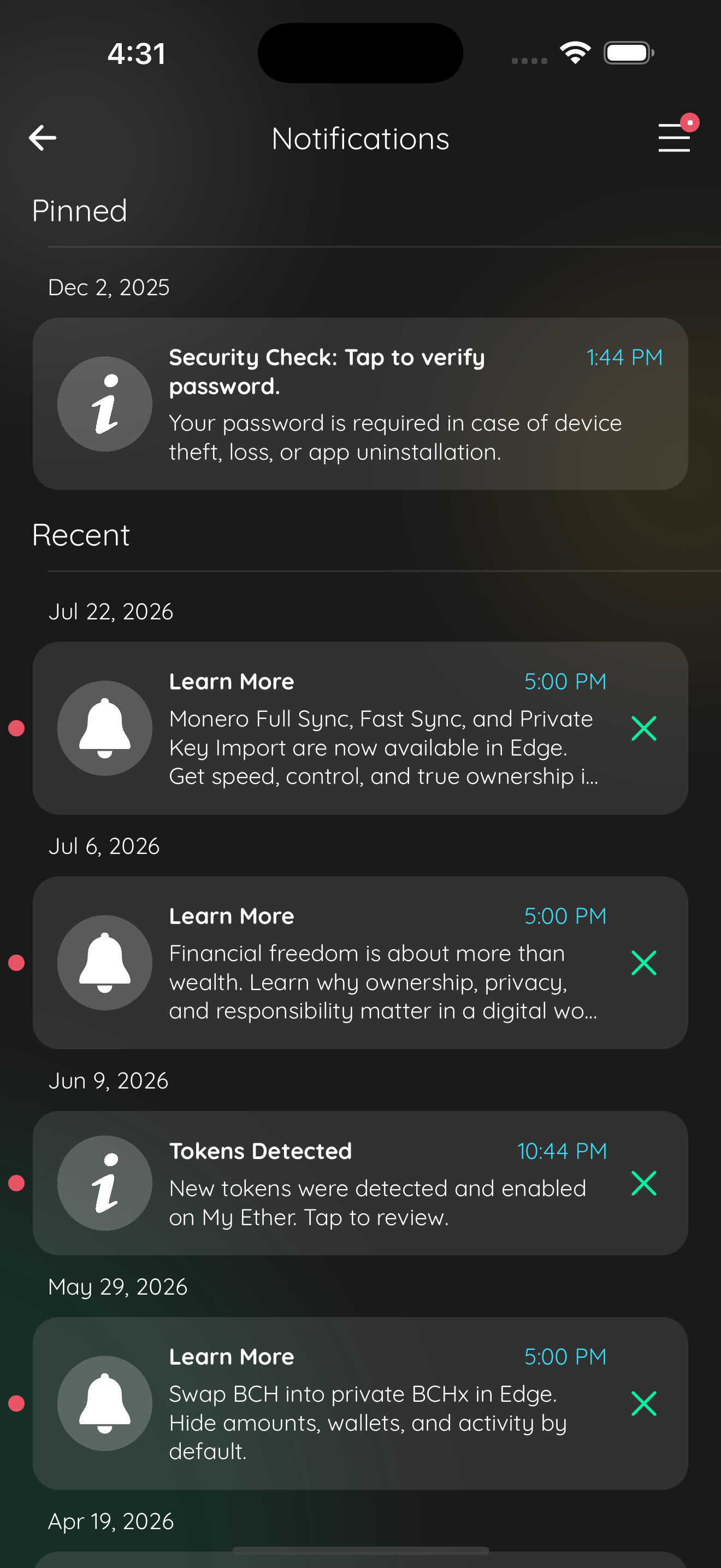 notification center uniform