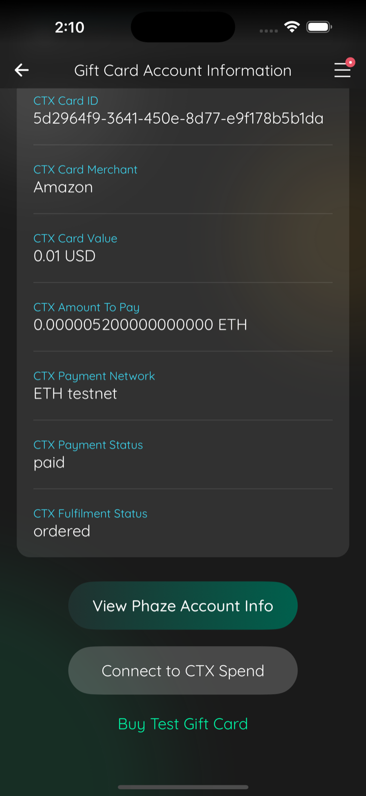 ctx card paid