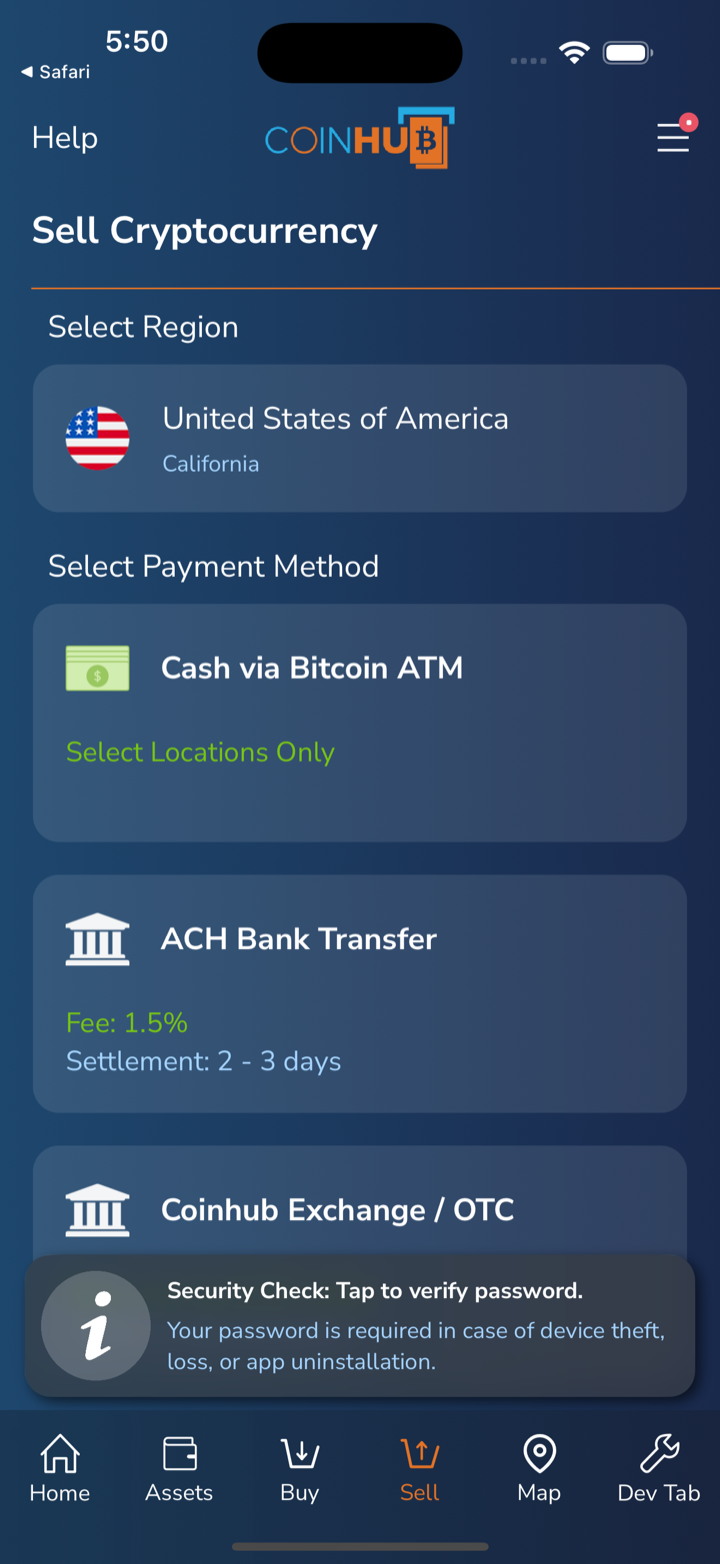 sell menu ach and exchange