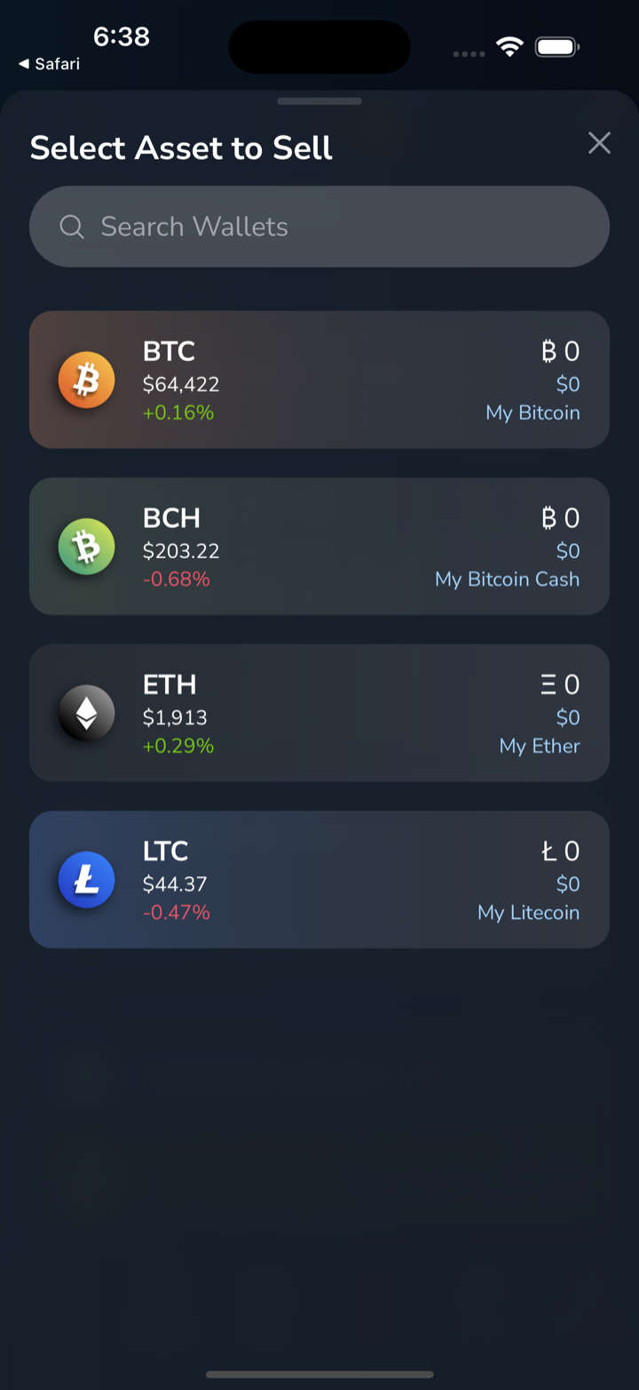 sell asset picker moonpay assets