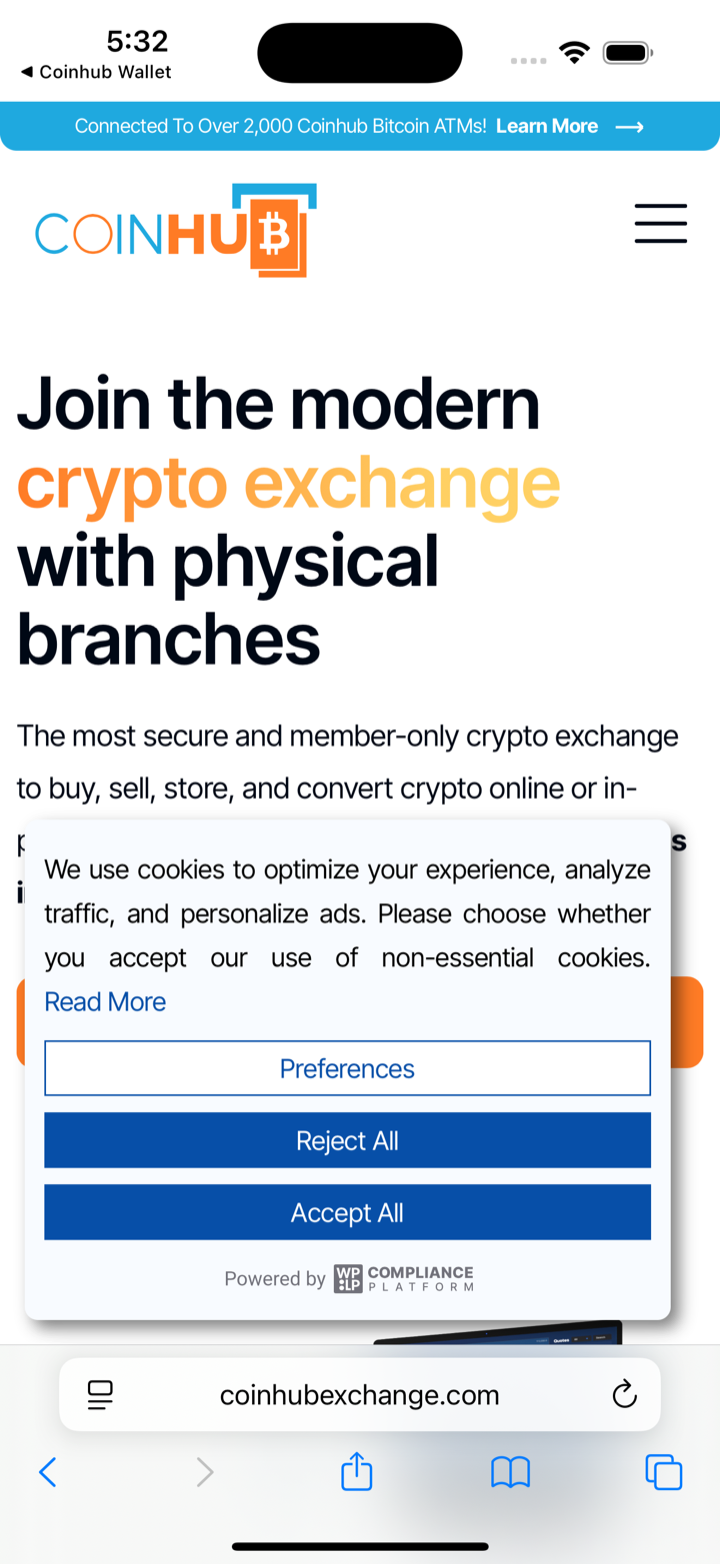 coinhub exchange browser