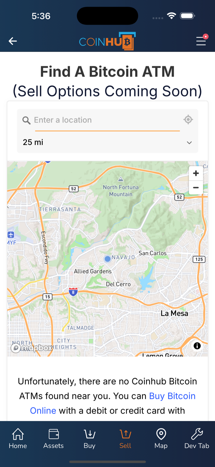 coinhub atm sell webview
