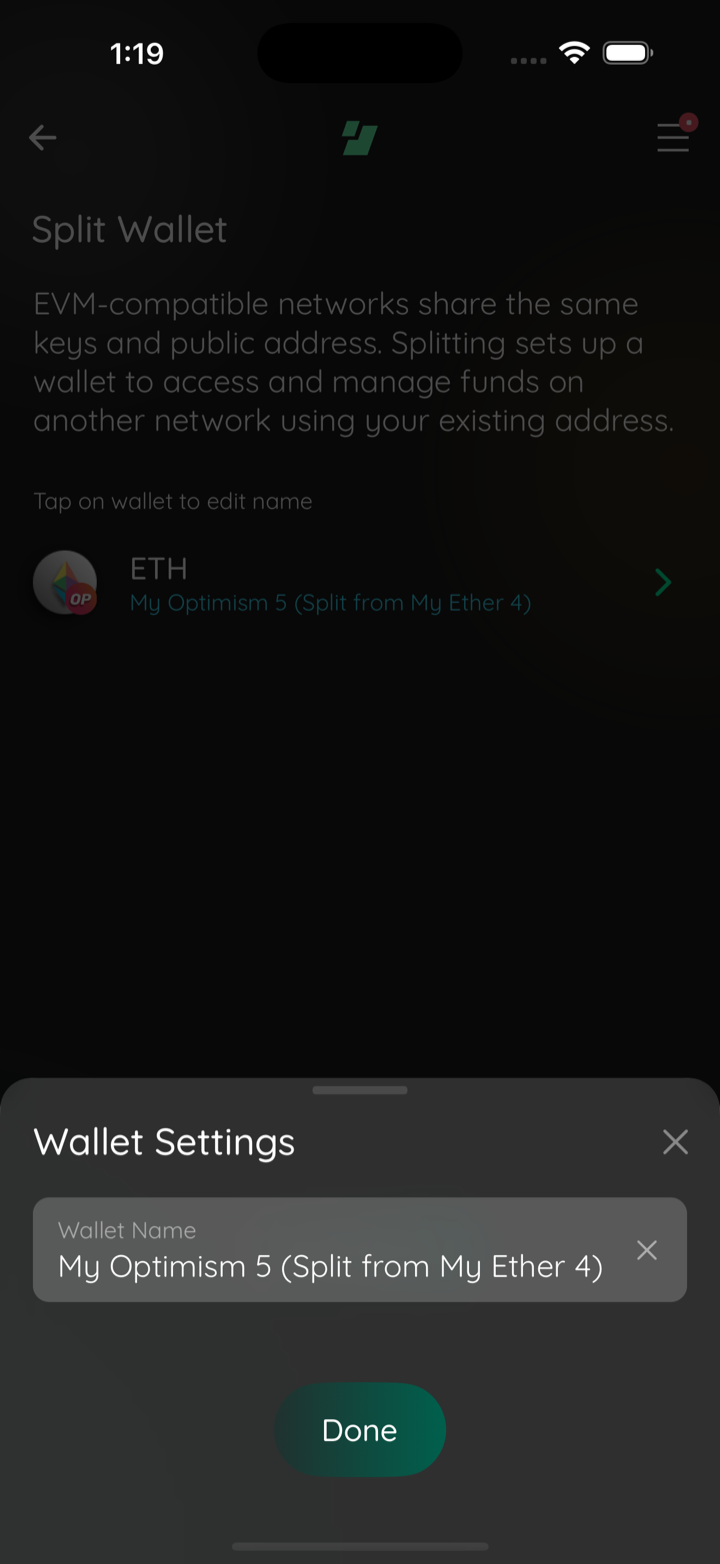 tap opens name only modal