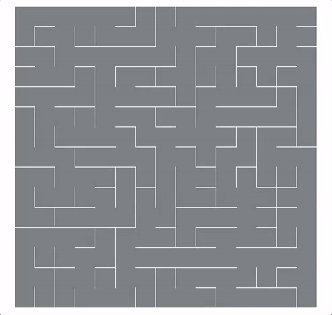 A maze generated with Krusal's algorithm