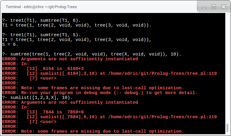 It can compute/verify the sum, but it can't generate a tree based on the sum. sumlist/2 has a similar shortcoming. 