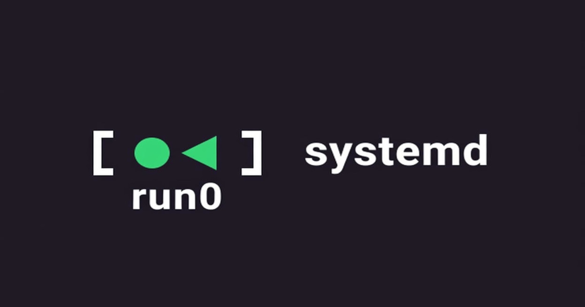 The systemd logo with the run0 word