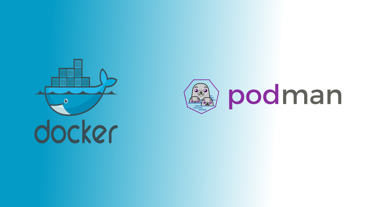 Image of Docker and Podman logos. From the internet.