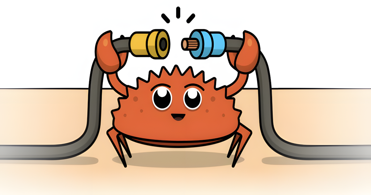 Rust crab with a cable connector. Image from internet.