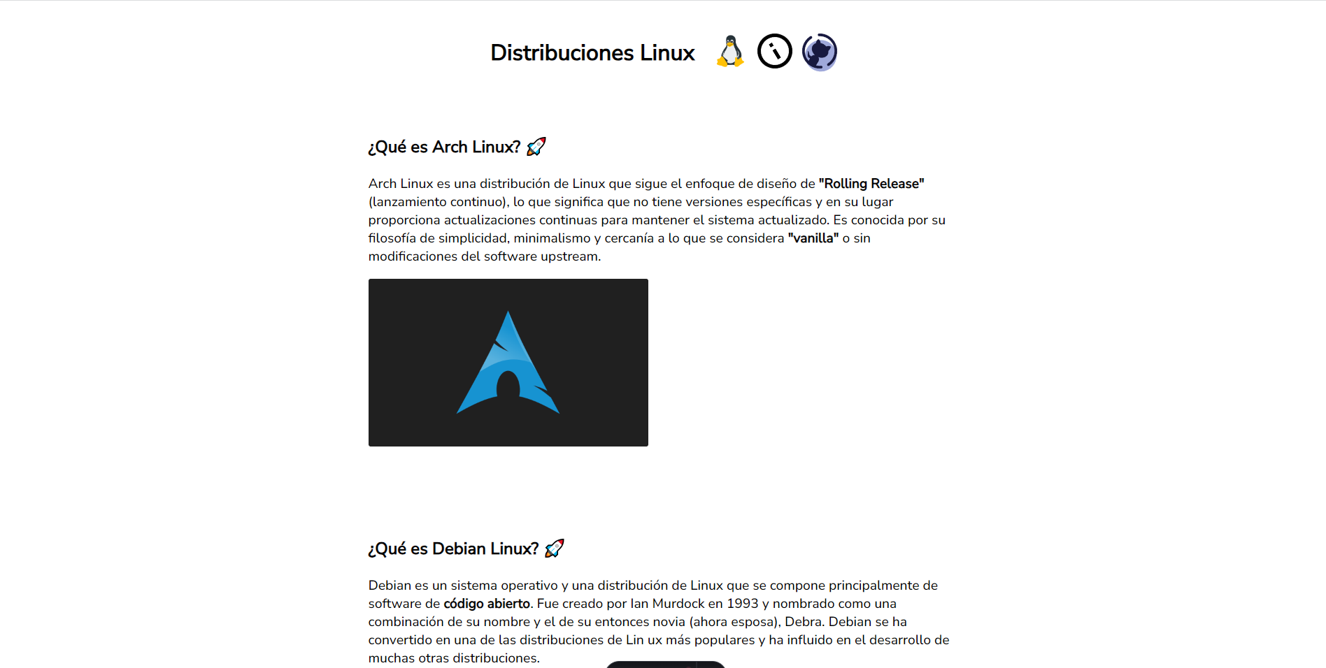 Imagen del proyecto título: Distribuciones Linux Website