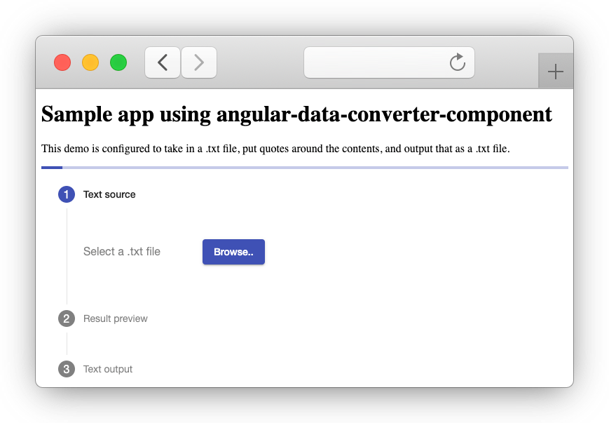 Screenshot of an app that uses angular-data-converter-component