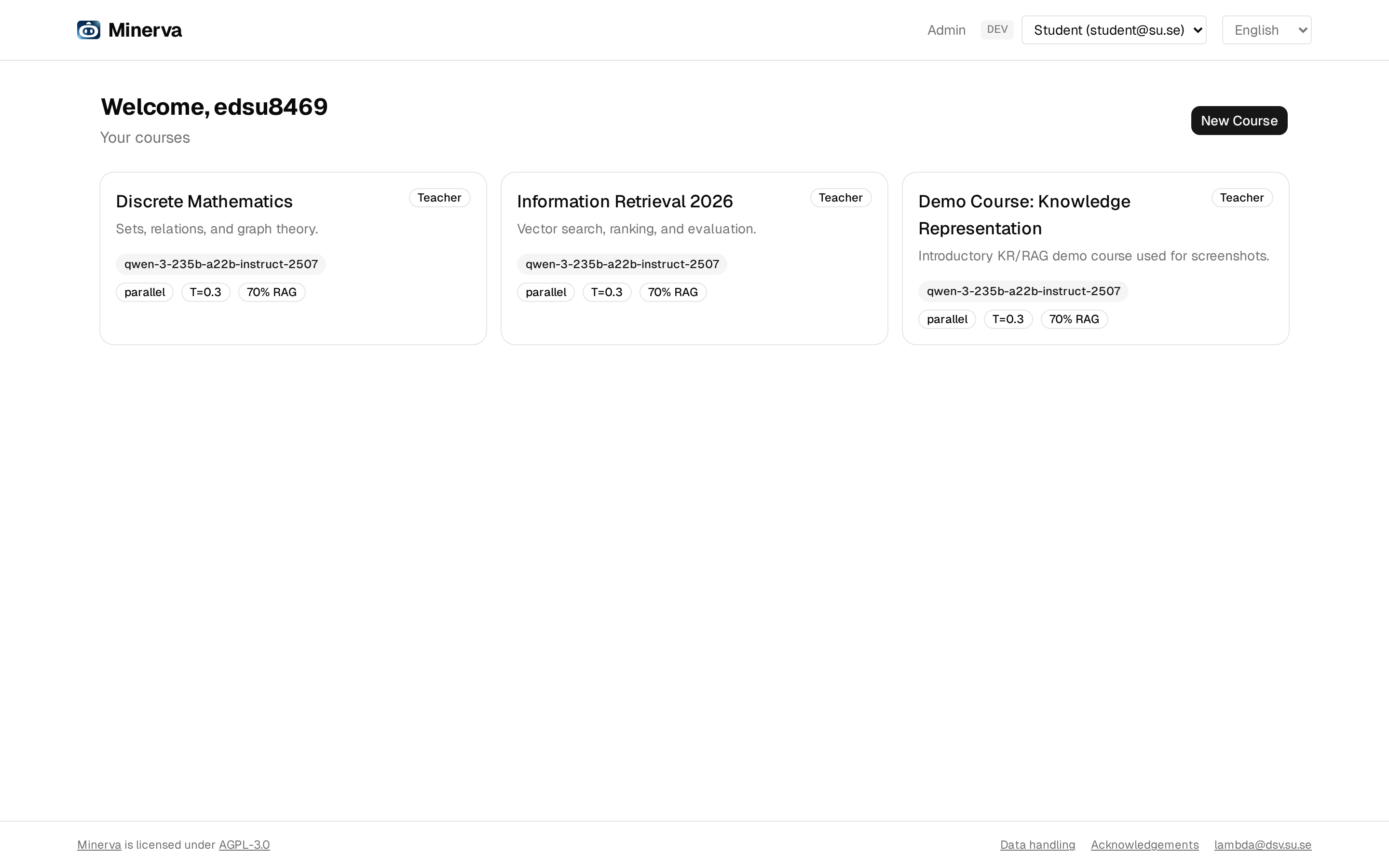 Course list