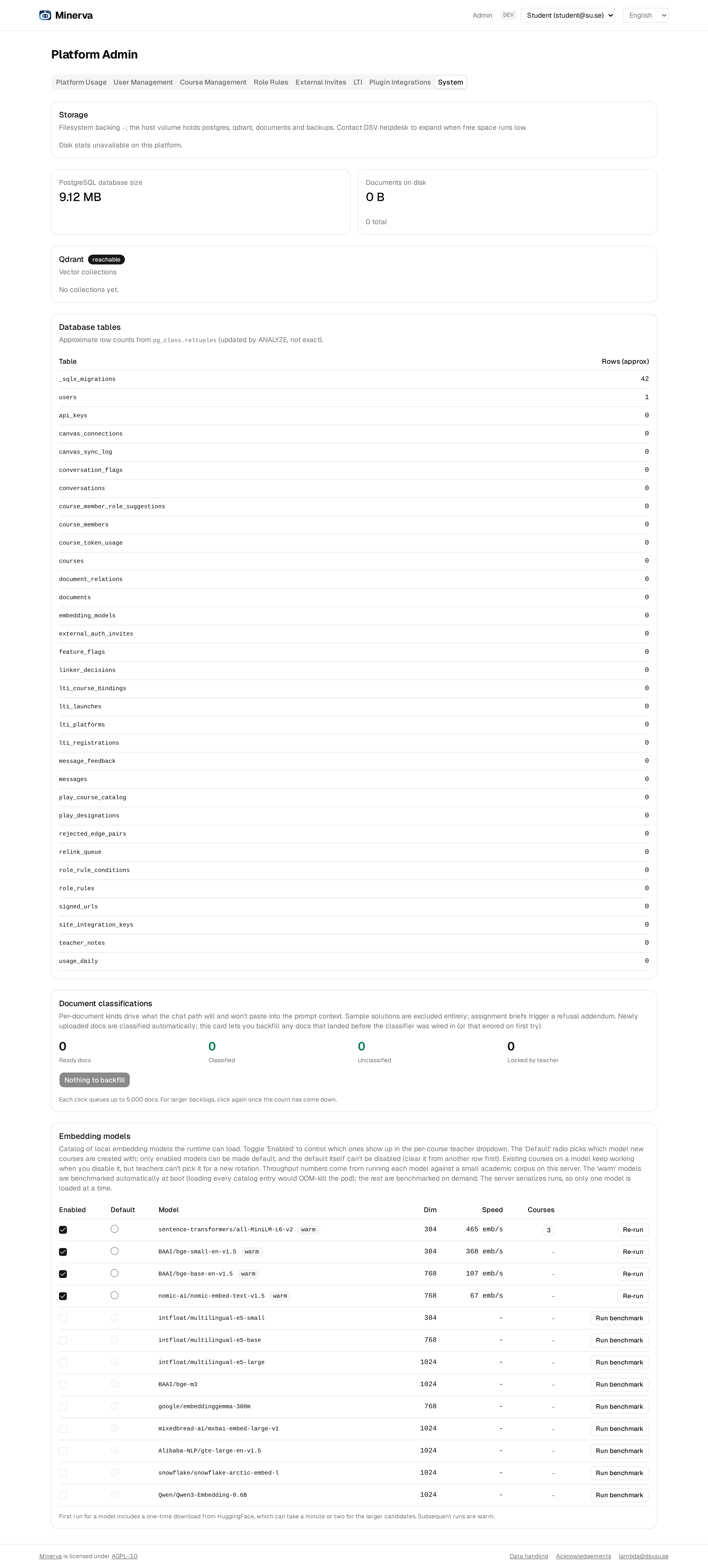Embedding catalog