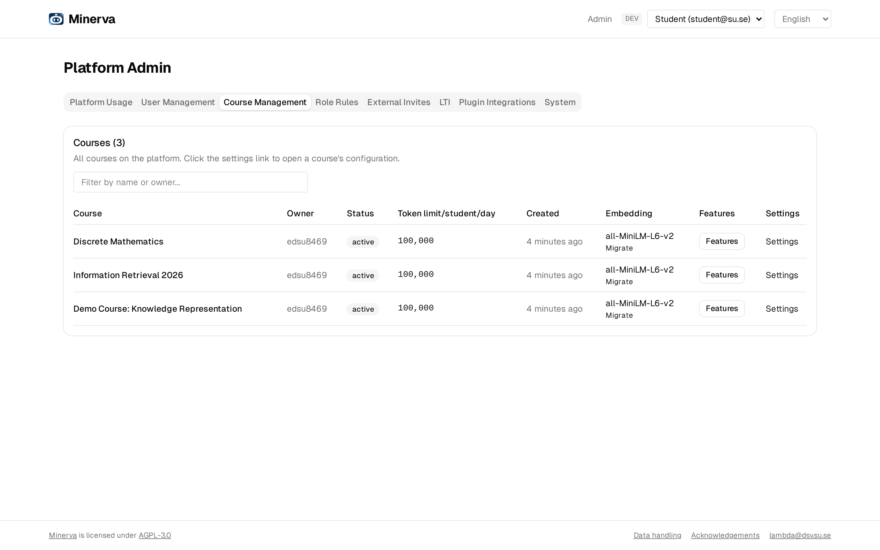 Admin courses