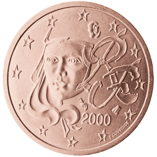 France 2 cent coin obverse
