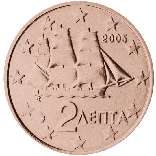 Greece 2 cent coin obverse
