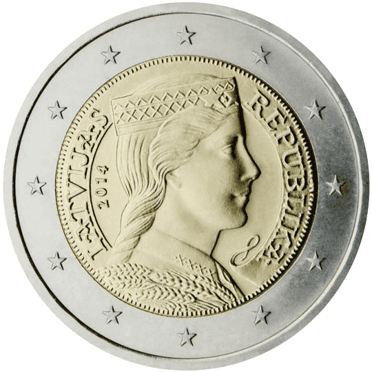 Latvia 2 euro coin obverse