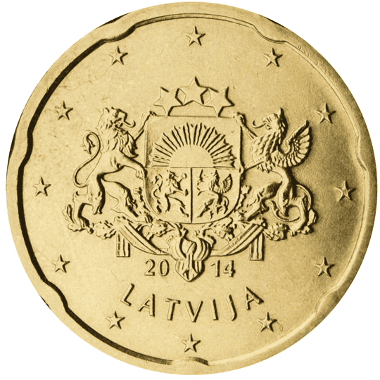 Latvia 20 cent coin obverse