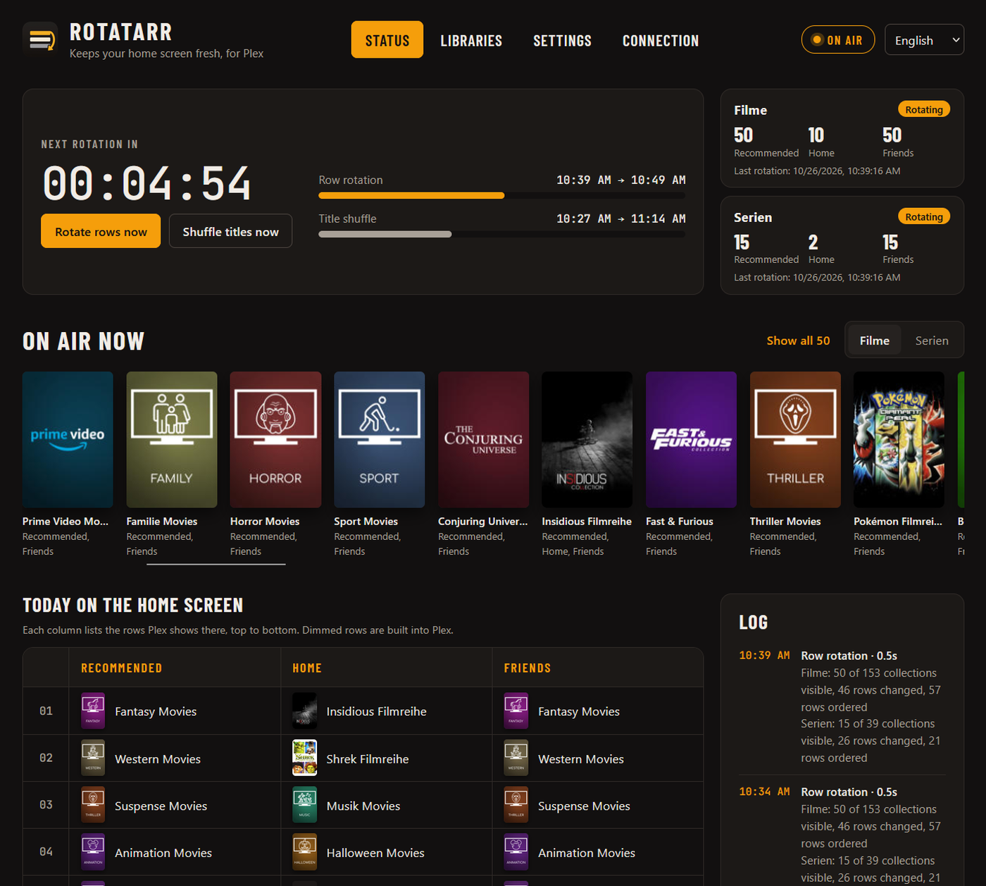 Rotatarr status page