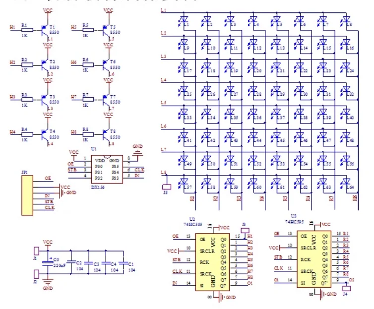 8x8 Led Matrix Board Schema