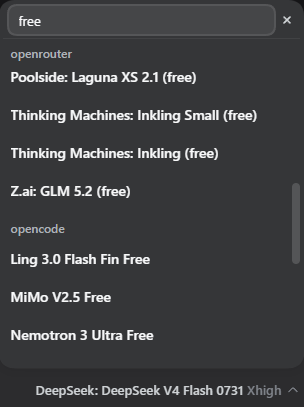 Searchable model menu