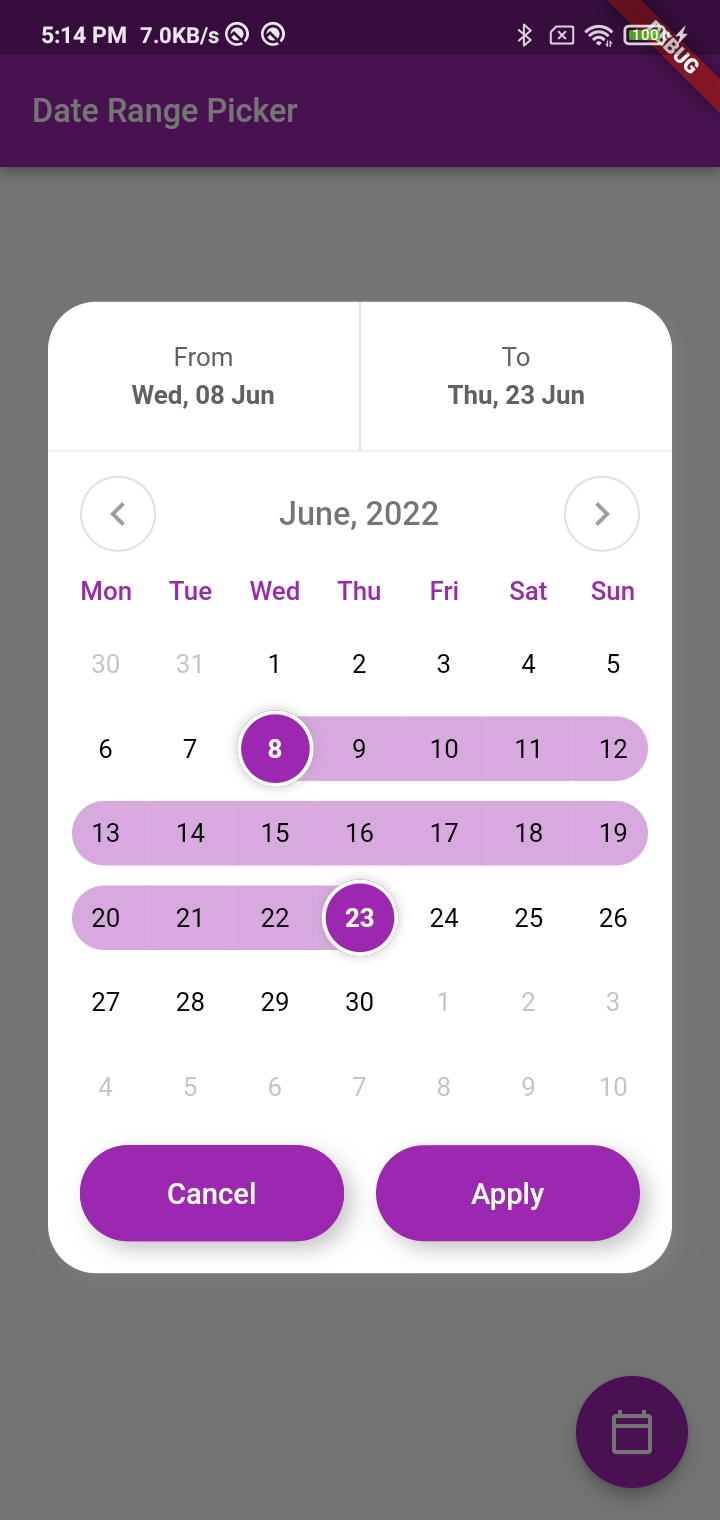 A Custom Date Range Picker For Flutter Free Flutter Source Code