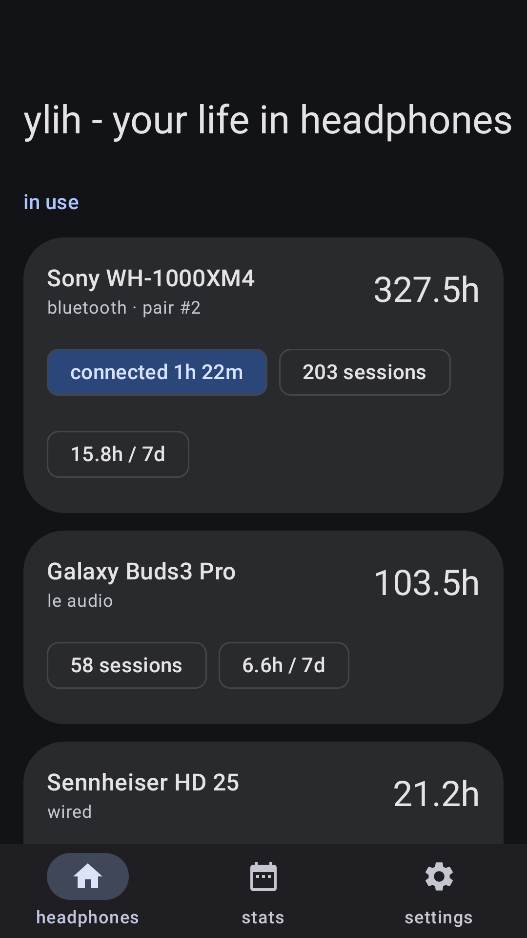 Same list, dark mode