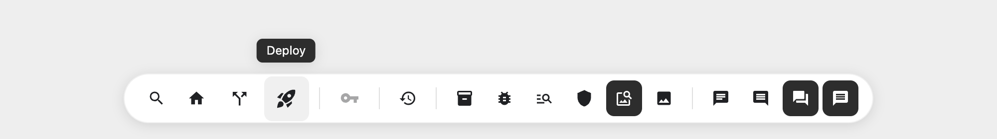 react-dockbar pill toolbar with a tooltip over the hovered item