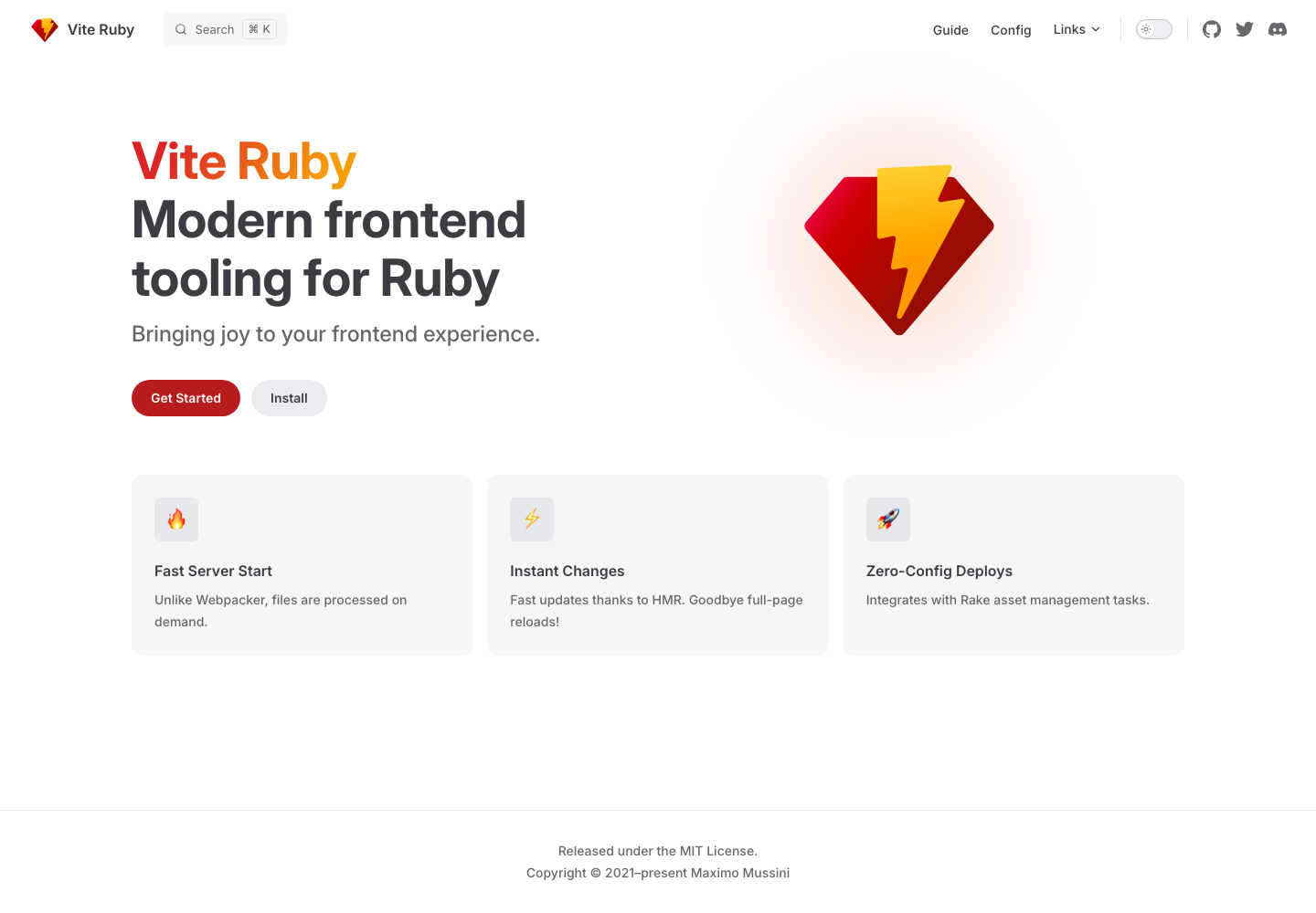 Modernized Vite Ruby home page