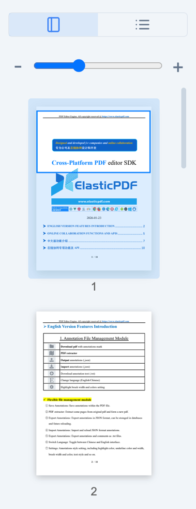 ElasticPDF UI screenshot