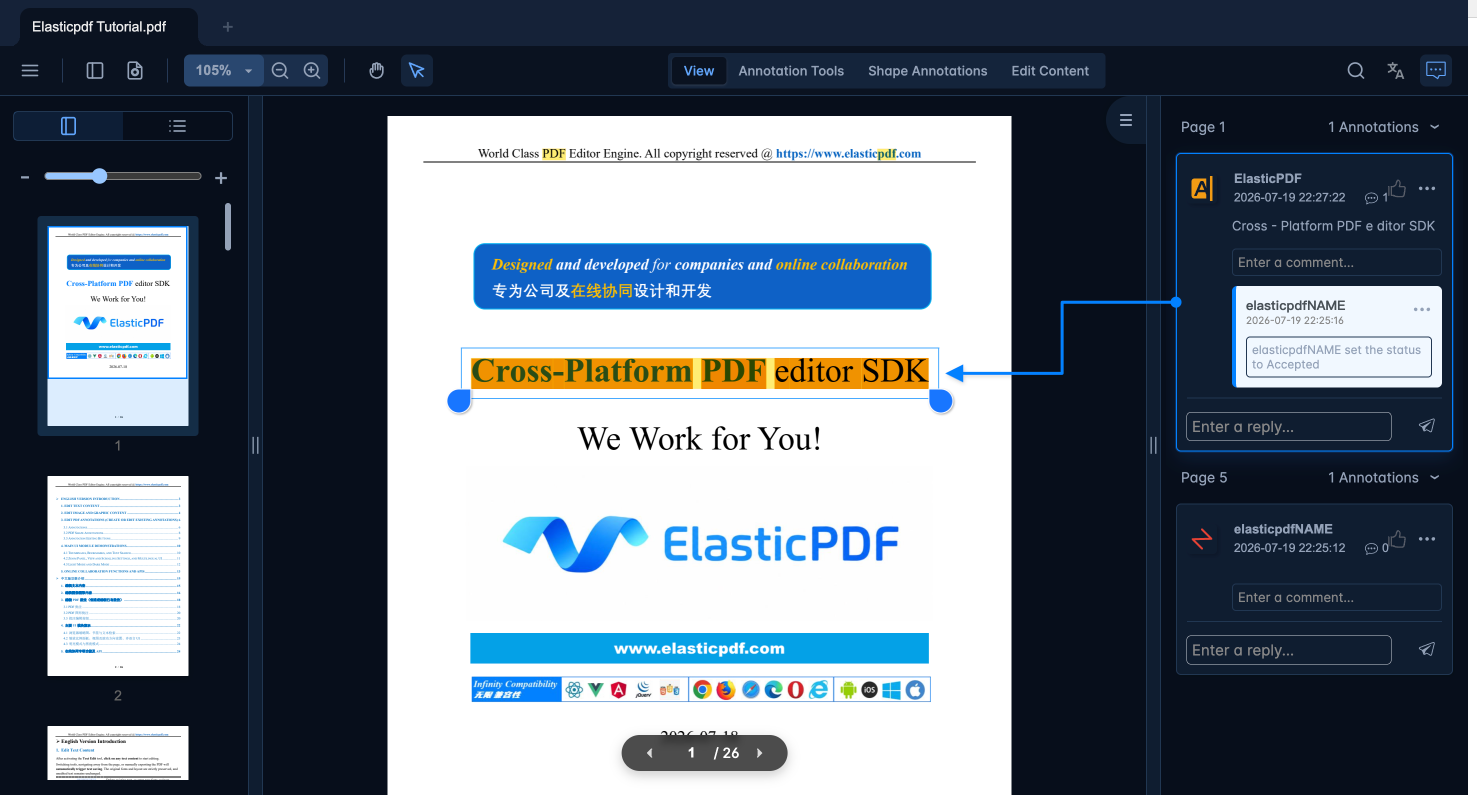 ElasticPDF light mode