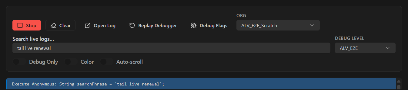 Real-time Apex log tail