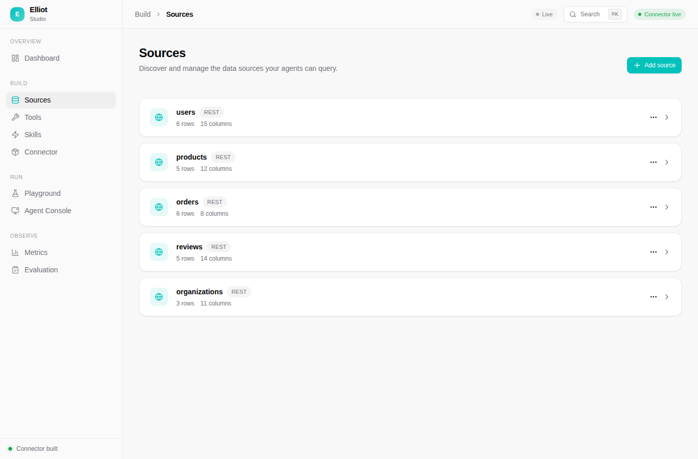 Studio Sources page