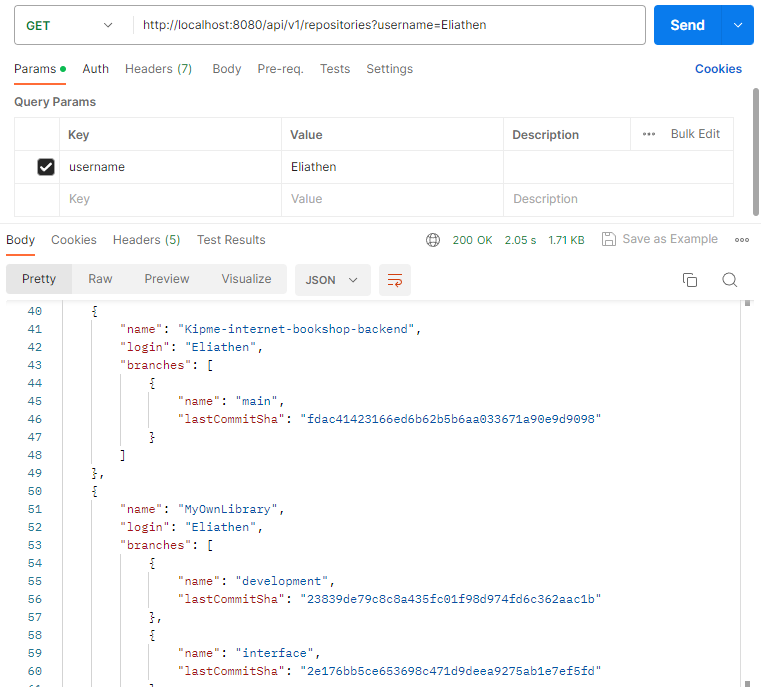 retrieve repositories example