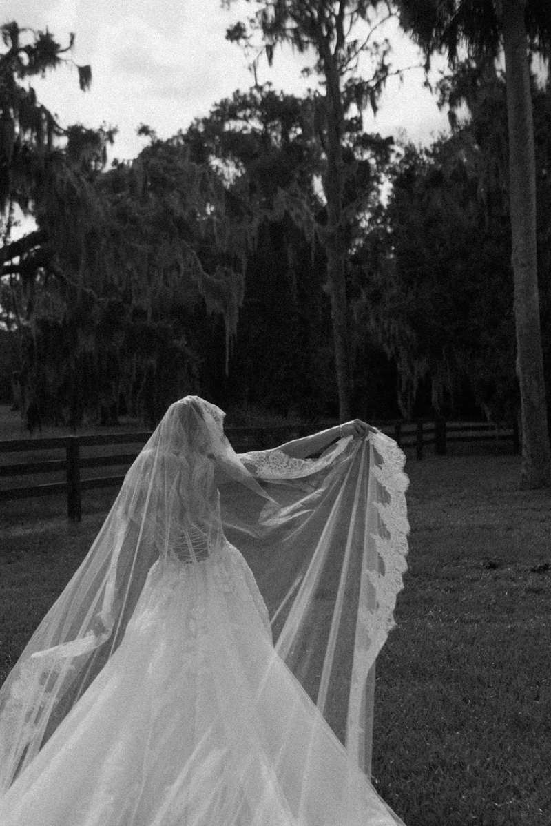 Black and white Emma Cast bridal portrait