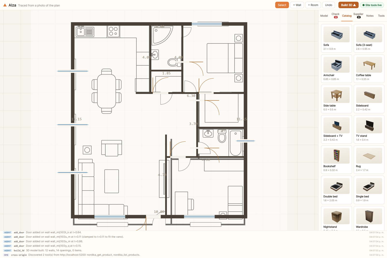 Alza's geometry laid over the drawing it was traced from