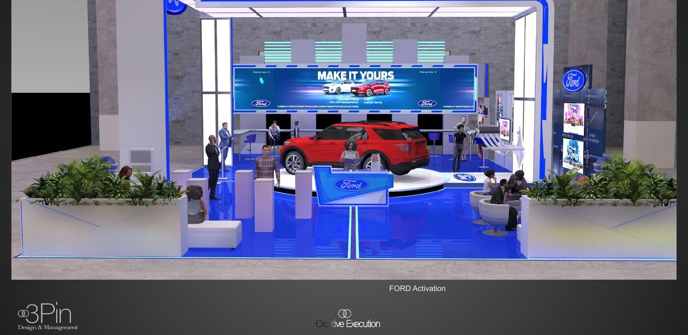 Ford brand activation booth rendering