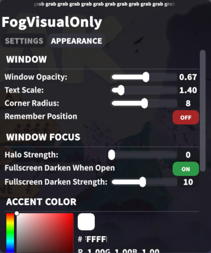 Appearance Settings