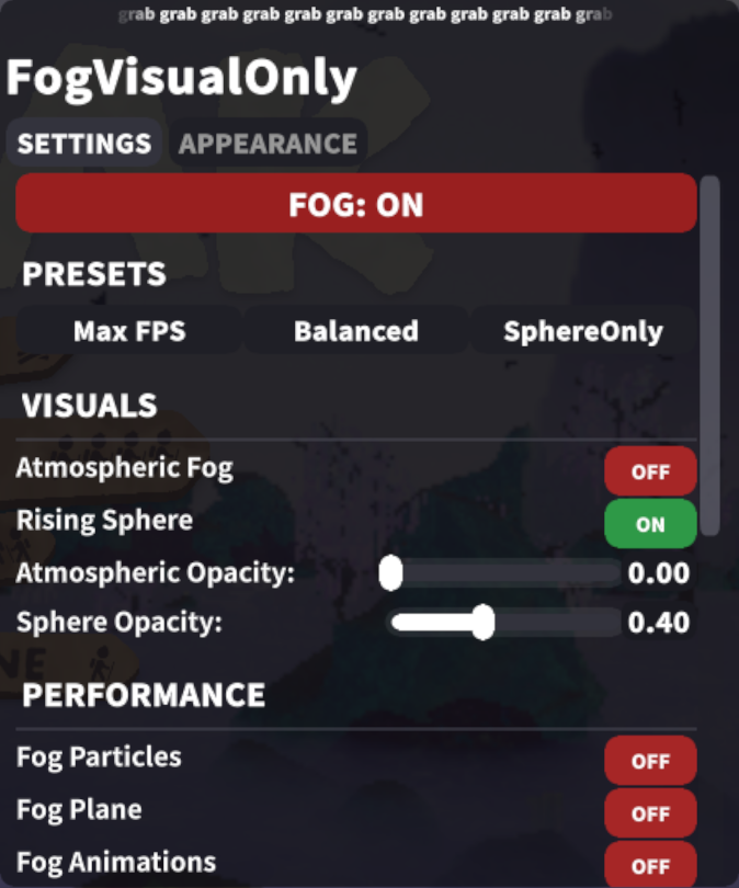 Settings Menu