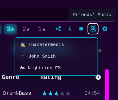 Synthwave Player friends network and server linking